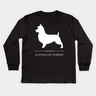 Australian Terrier Dog White Silhouette Kids Long Sleeve T-Shirt